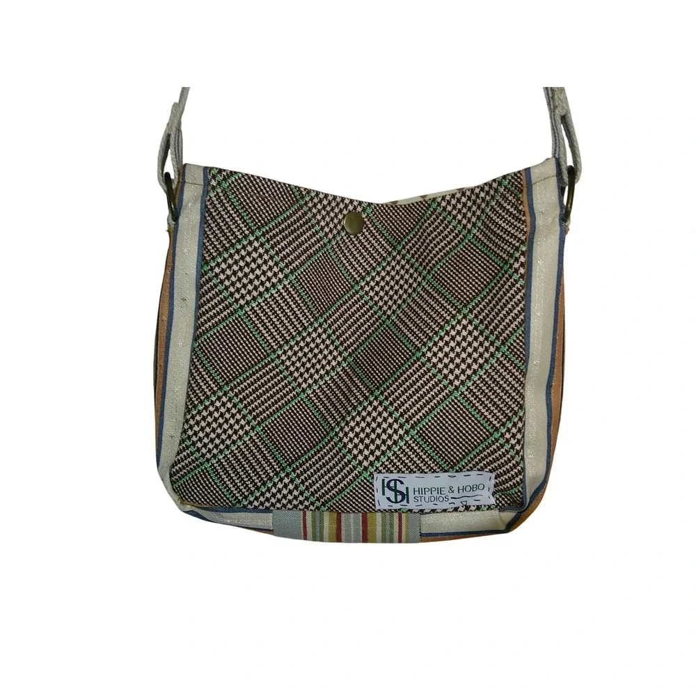 Hippie & Hobo Studios‎ Handmade Tartan Plaid Crossbody Boho Messenger Bag